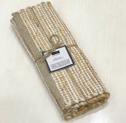 OMBRE TABLE RUNNER, NATURAL JUTE-IVORY, 13''x48''.