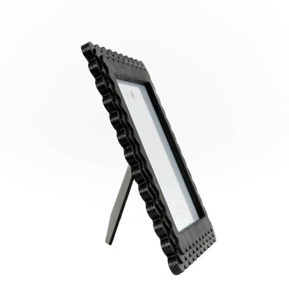 Wood scallop photo frame for 8x10 pic, black  - 17059