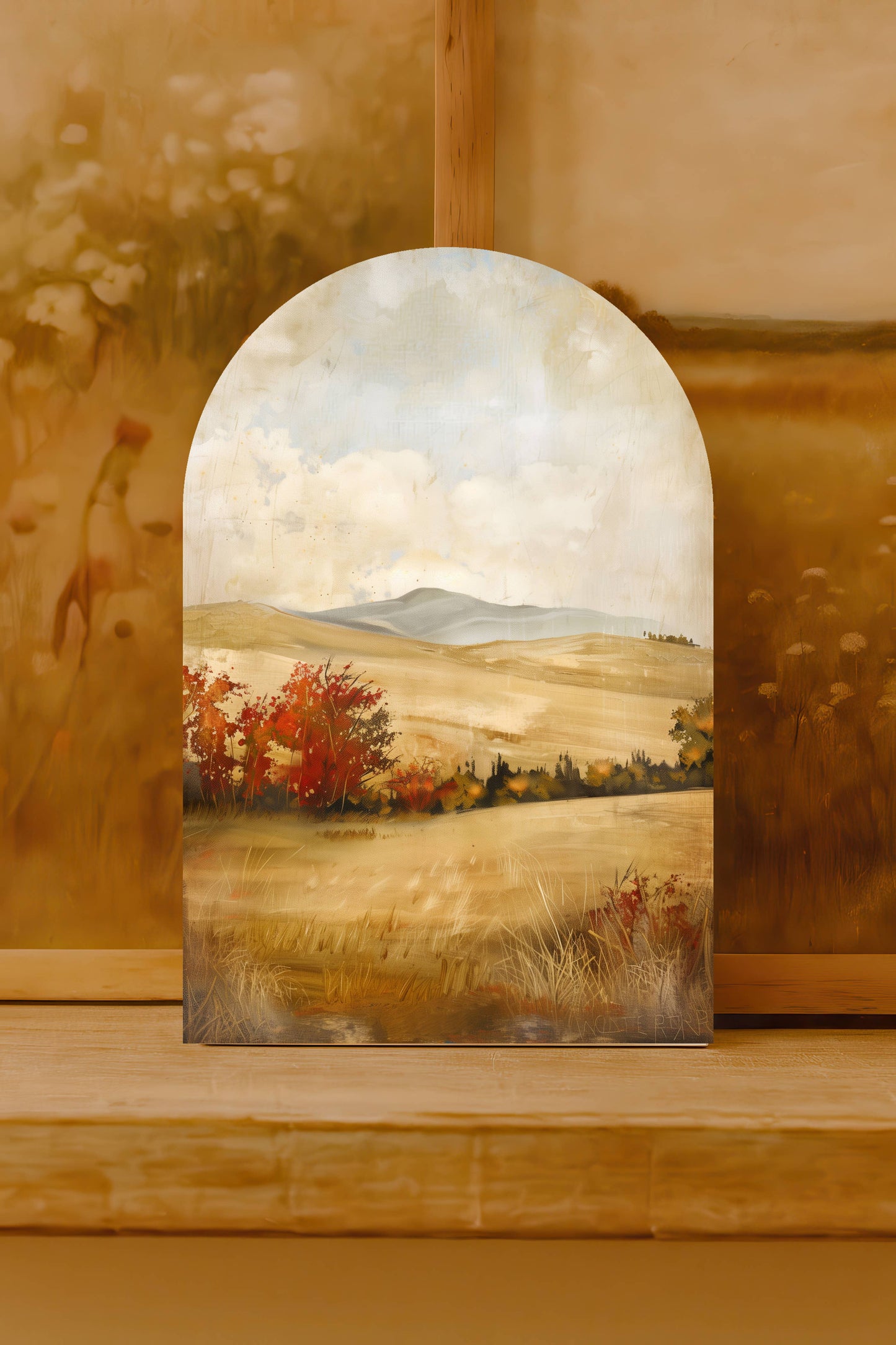 Autumn Valley Arch Sign – Scenic Fall Hillside Print