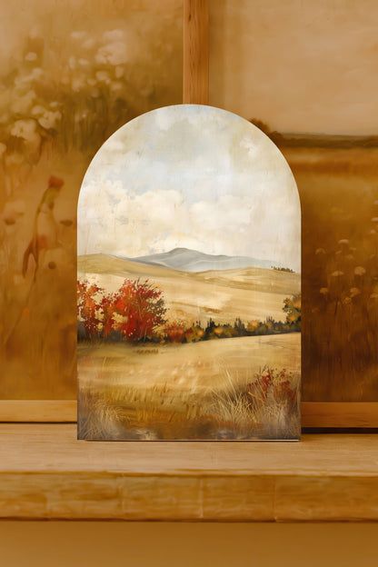 Autumn Valley Arch Sign – Scenic Fall Hillside Print
