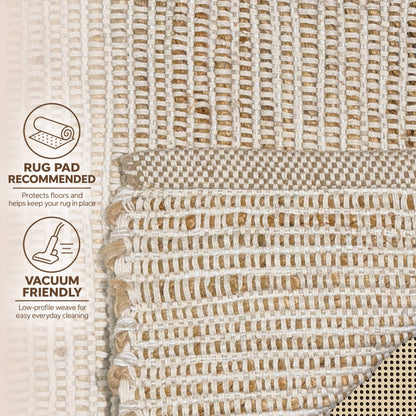 Jute Chindi Runner-Natural Jute-Ivory-2'x7'.