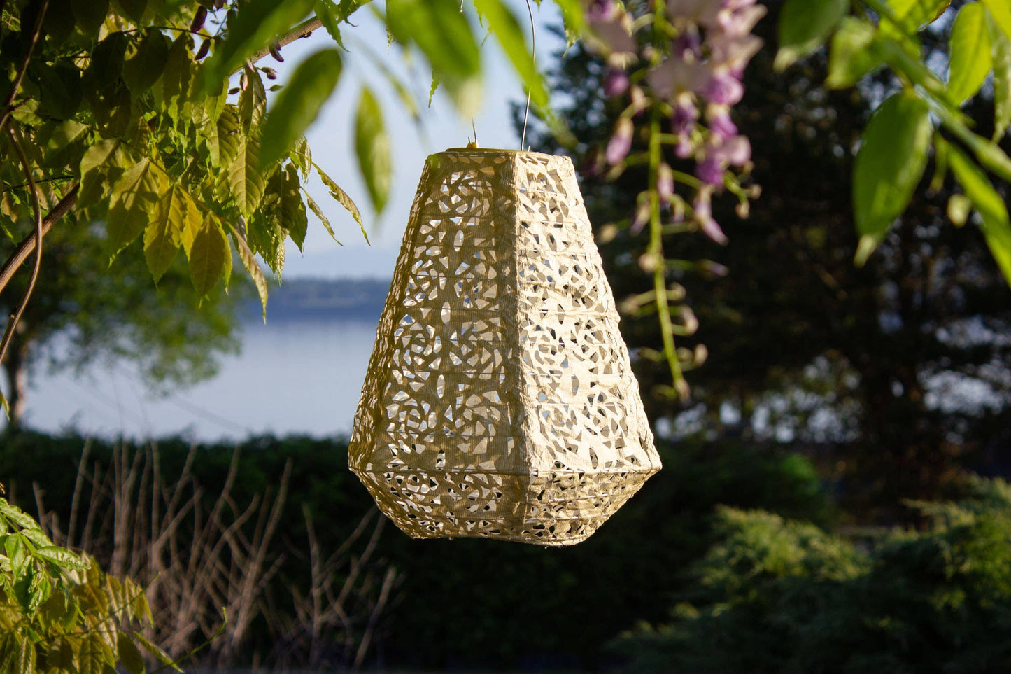 Stella Prism 11" Solar Lantern - Pearl