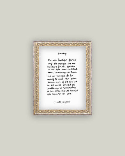 Beauty Script Framed Antique Print