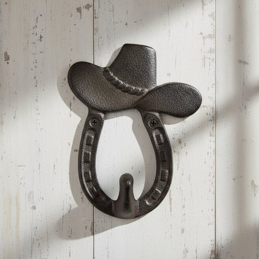 Cowboy Hat Wall Hook, Western Cast Iron for Hats or Coats