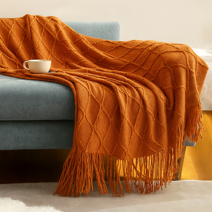 Terracotta Rhombus Diamond Knit 50x60 Inch Throw Blanket
