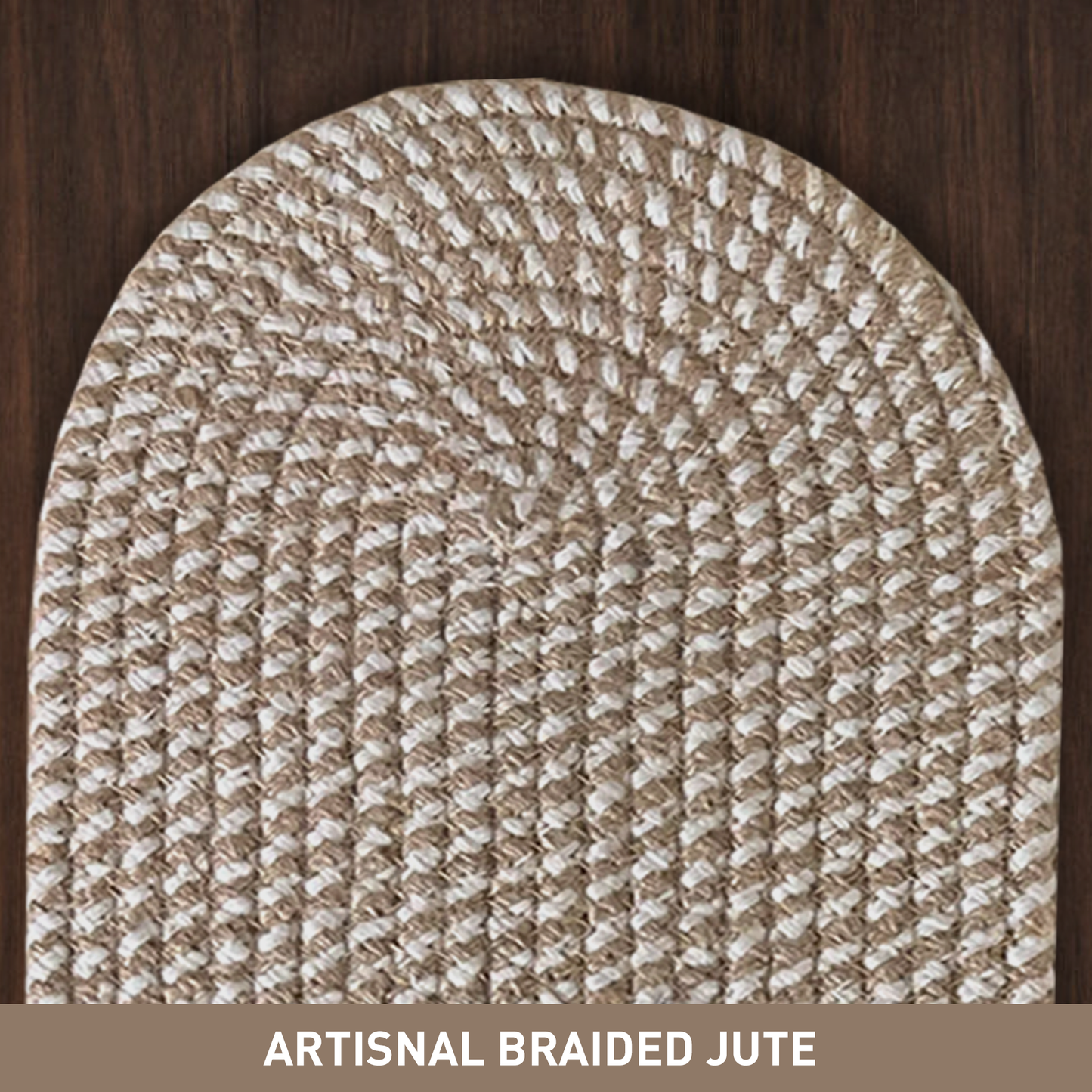 Handbraided Jute & Cotton Oval Table Runner White, 8x24 Inch