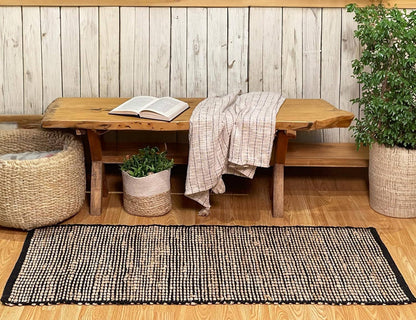 Monterey Jute/Cotton Runner Rug-Natural Jute/Black-2'x5'