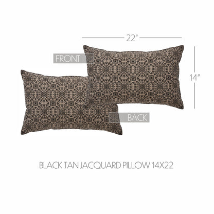 Black Tan Jacquard Throw Pillow 14x22 – Custom House