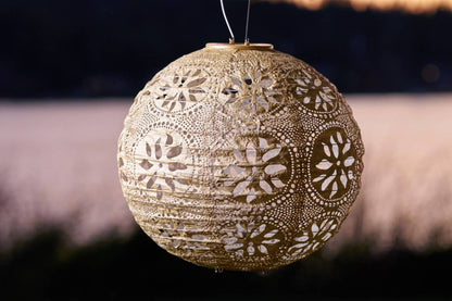 Stella Boho 12" Globe Solar Lantern - Pearl