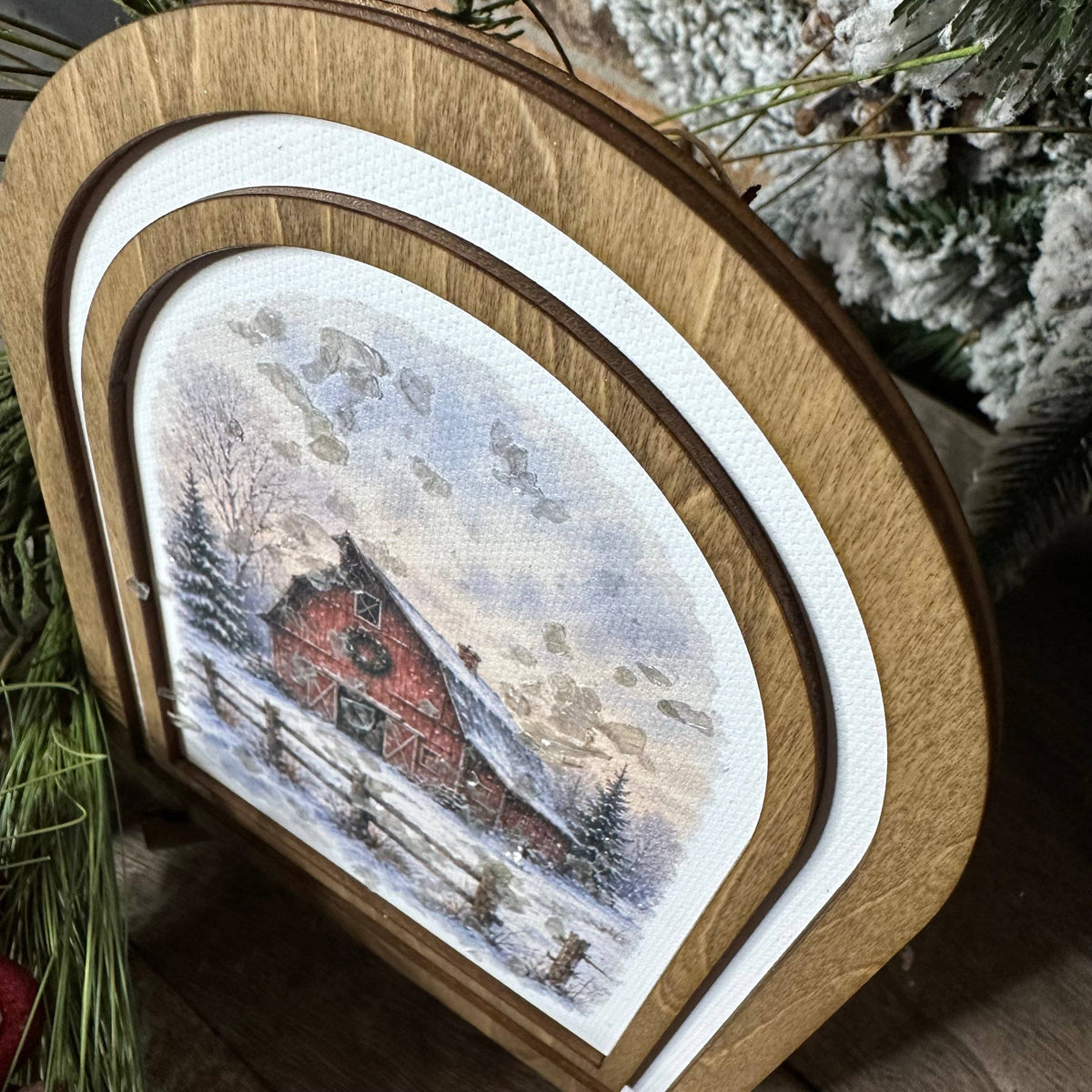 Home for Christmas Red Barn | Canvas Artwork
