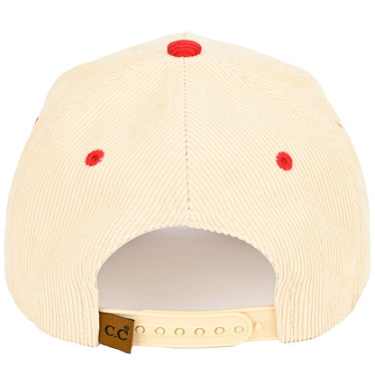 C.C SANTA SAW THAT Letter Corduroy Trucker Cap