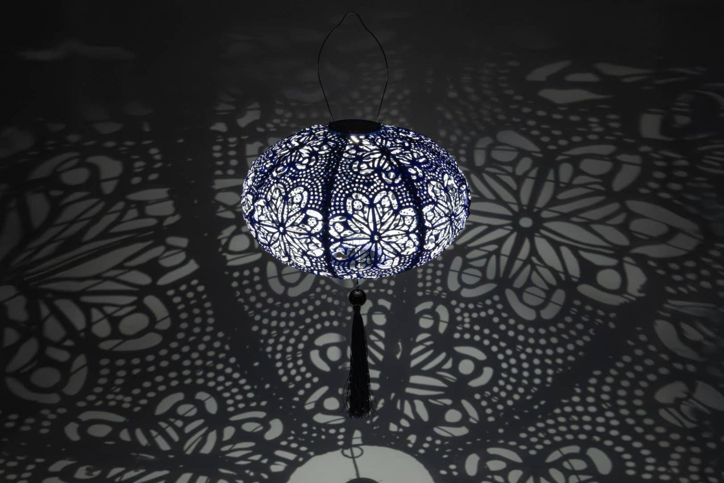 *NEW* Stella Tassel 25.5" Oval Solar Lantern - Sky Blue
