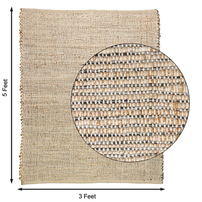 Jute Chindi Rug-Natural Jute-Greys, 3'x5'.