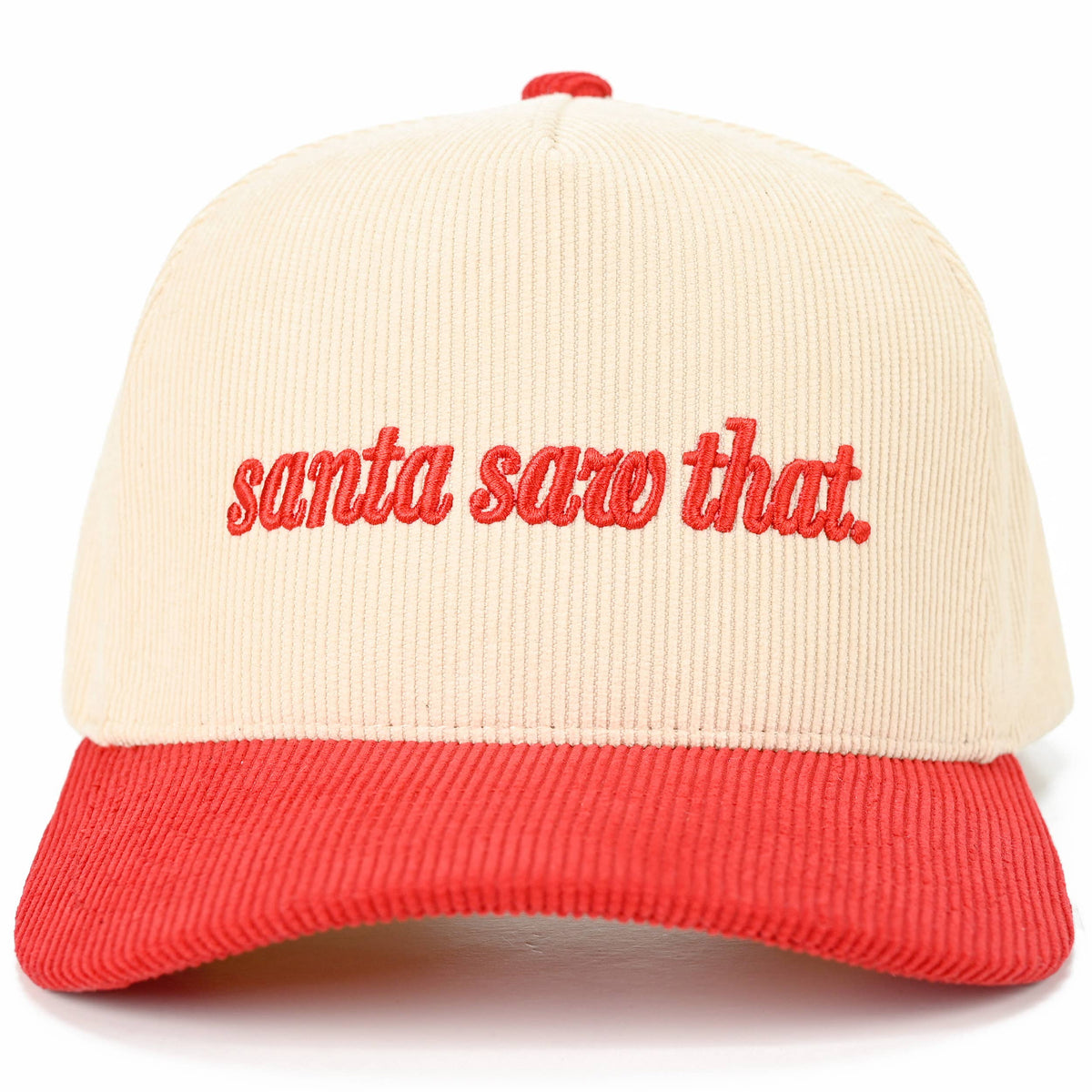 C.C SANTA SAW THAT Letter Corduroy Trucker Cap