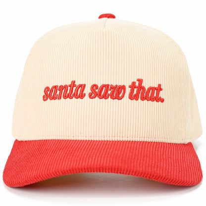 C.C SANTA SAW THAT Letter Corduroy Trucker Cap