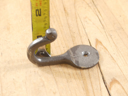 SMALL GLAZED IRON HOOK, 2 1/2" LONG