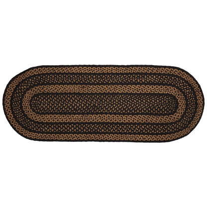 Black & Tan Braided Jute Table Runner 13x36