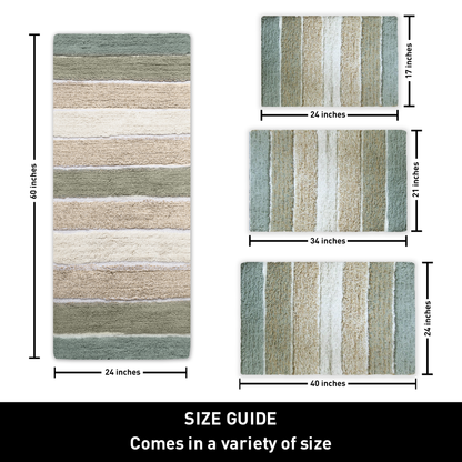 Cordural Stripe Bath Rug cotton 21''x34''-Grey-Beige