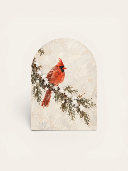 Painterly Cardinal on Snowy Branch, Arch | Holiday 2026