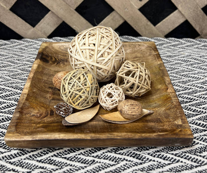 Dark Wood Square Tray 10x10x1.5in