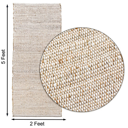 Jute Chindi Runner-Natural Jute-White-2'x5'.