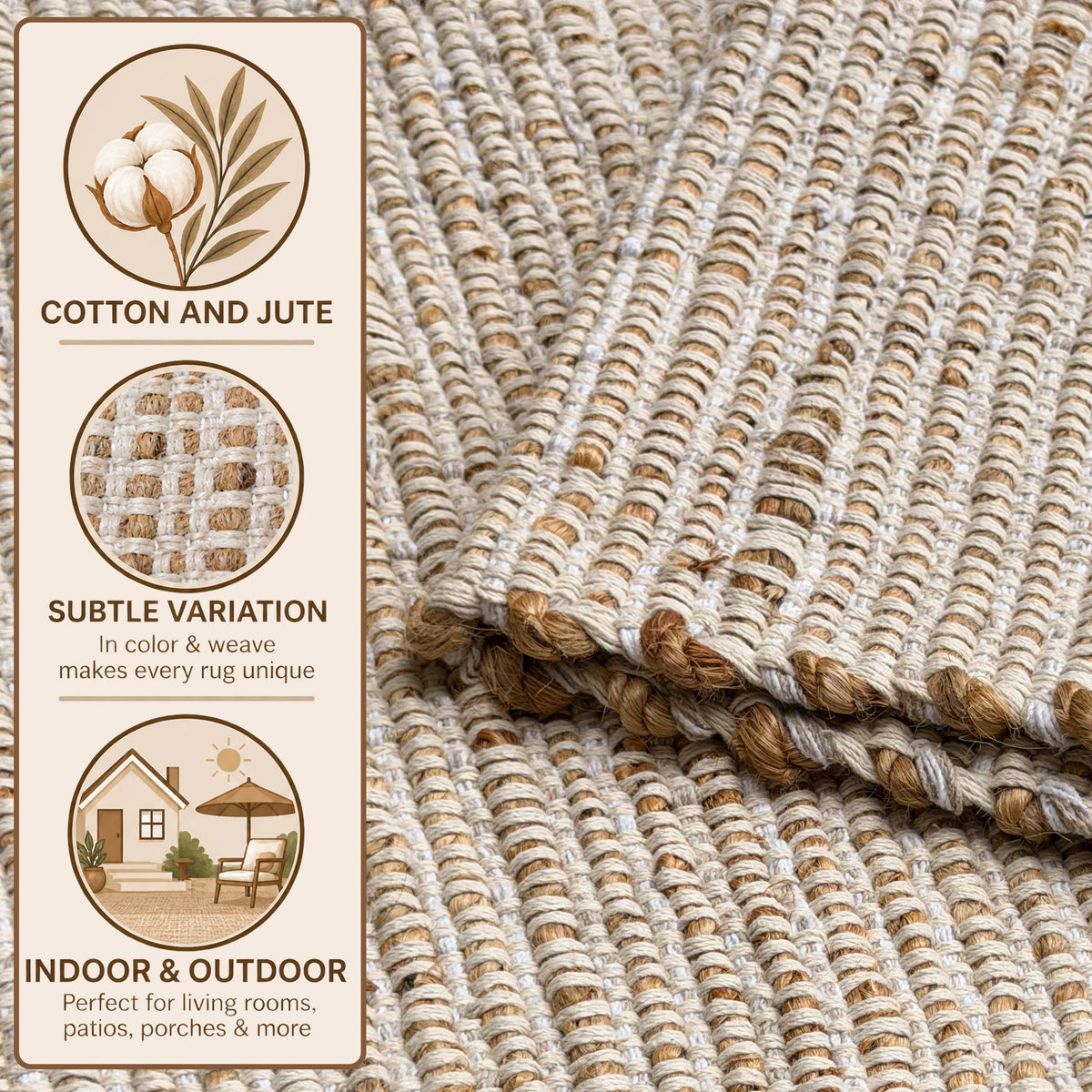 Jute Chindi Runner-Natural Jute-Ivory-2'x7'.