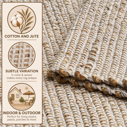 Jute Chindi Runner-Natural Jute-Ivory-2'x7'.