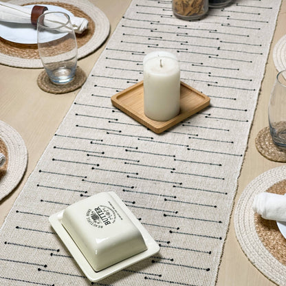 SEDONA TABLE RUNNER, NATURAL-BLACK, 14''x72''