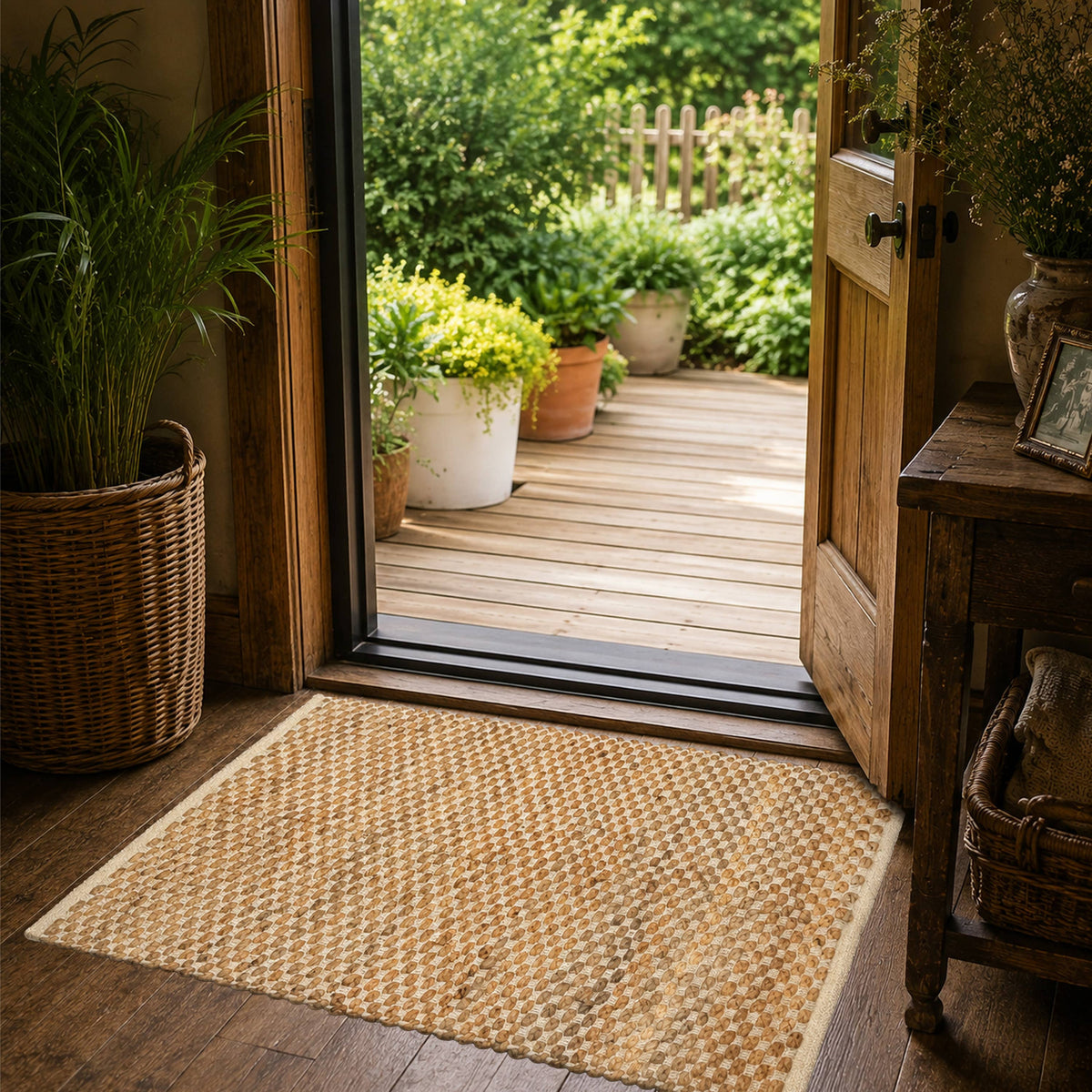 Boucle Jute/Cotton Rug-Natural Jute/Ivory-2'x3'