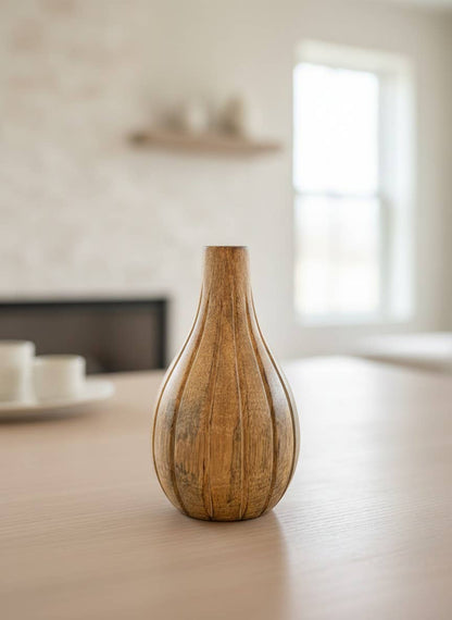 Mini Teardrop Wood Vase 4x3in