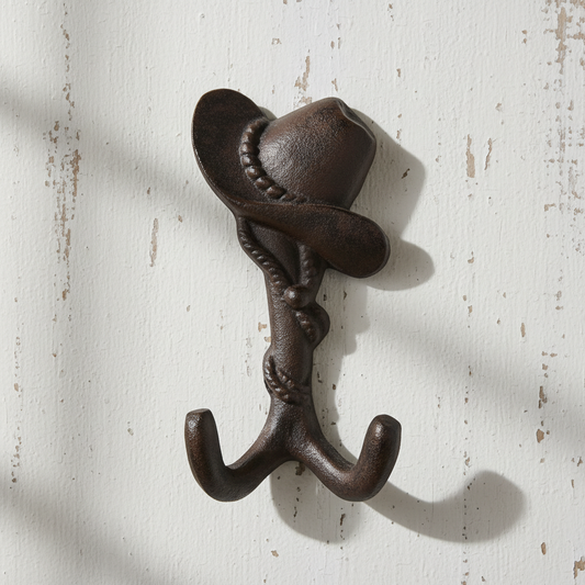 Cowboy Hat Hook Rack, Cast Iron Western for Hats, Coats or Leashes
