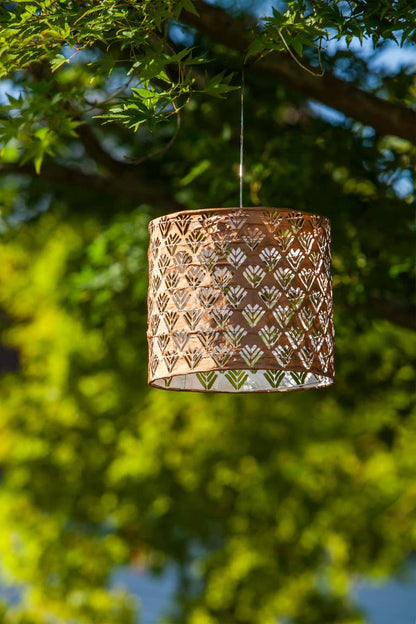 Stella Chevron Drum 7" Solar Lantern - Copper