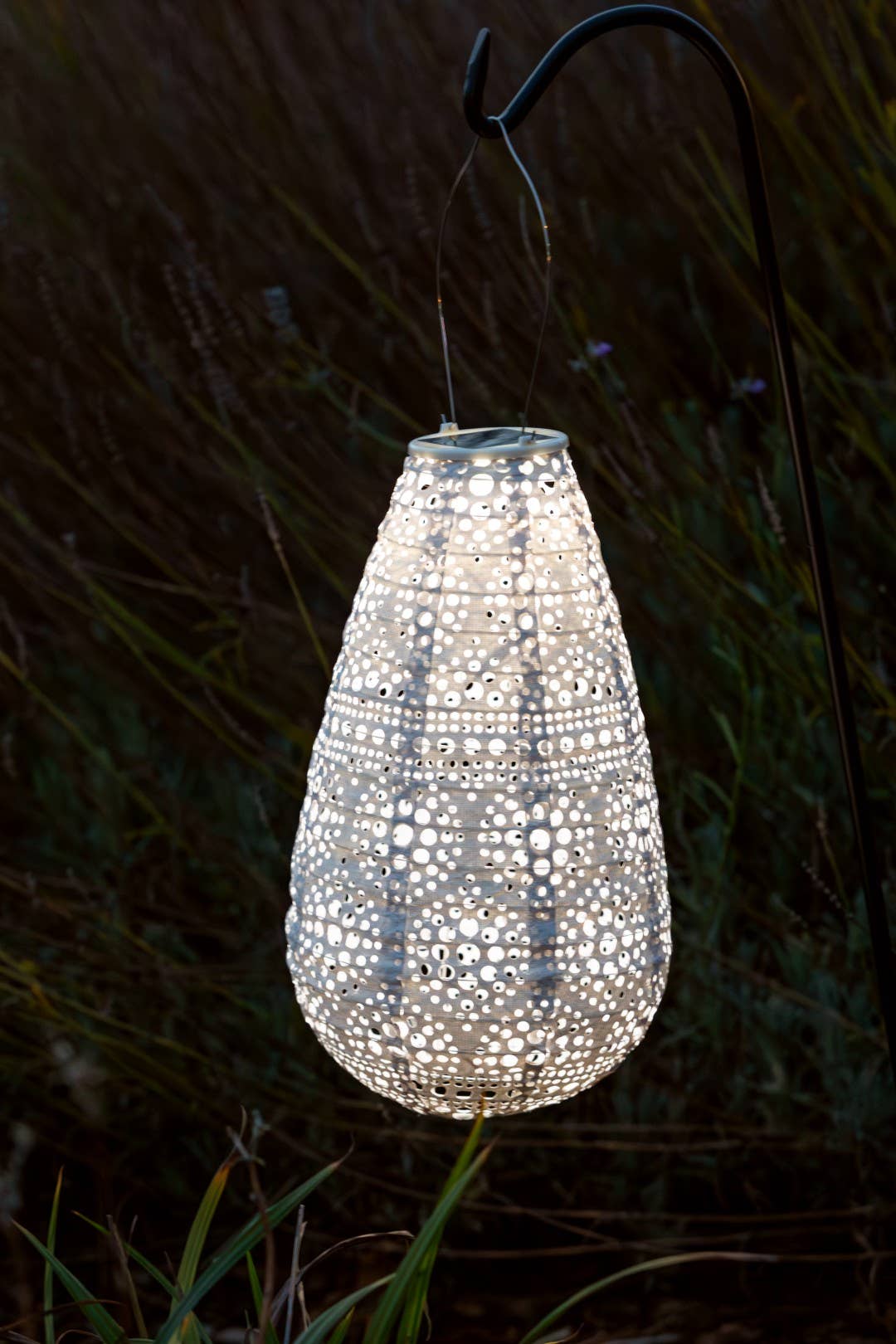 *NEW* Stella Blossom 14" Teardrop Solar Lantern - Pearl
