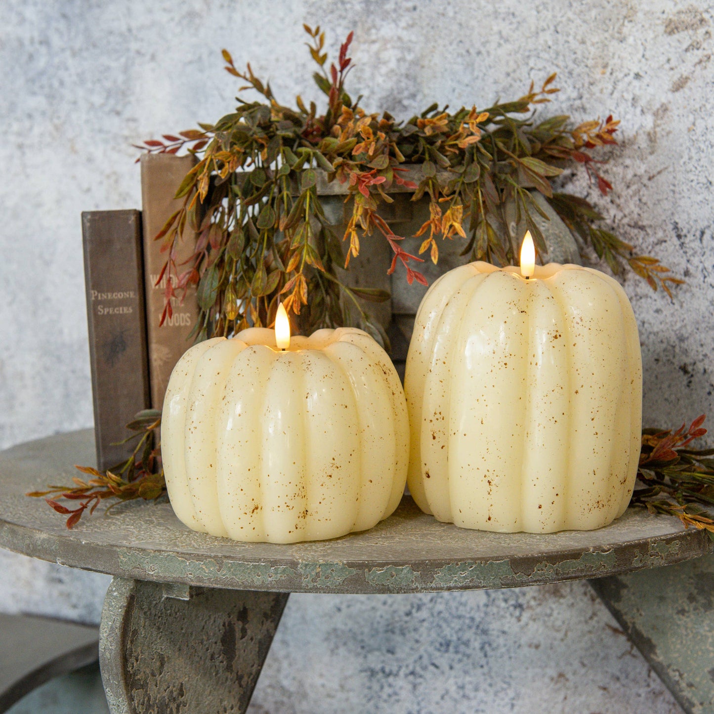 5" CREAM 3D FLAME PUMPKIN CANDLE