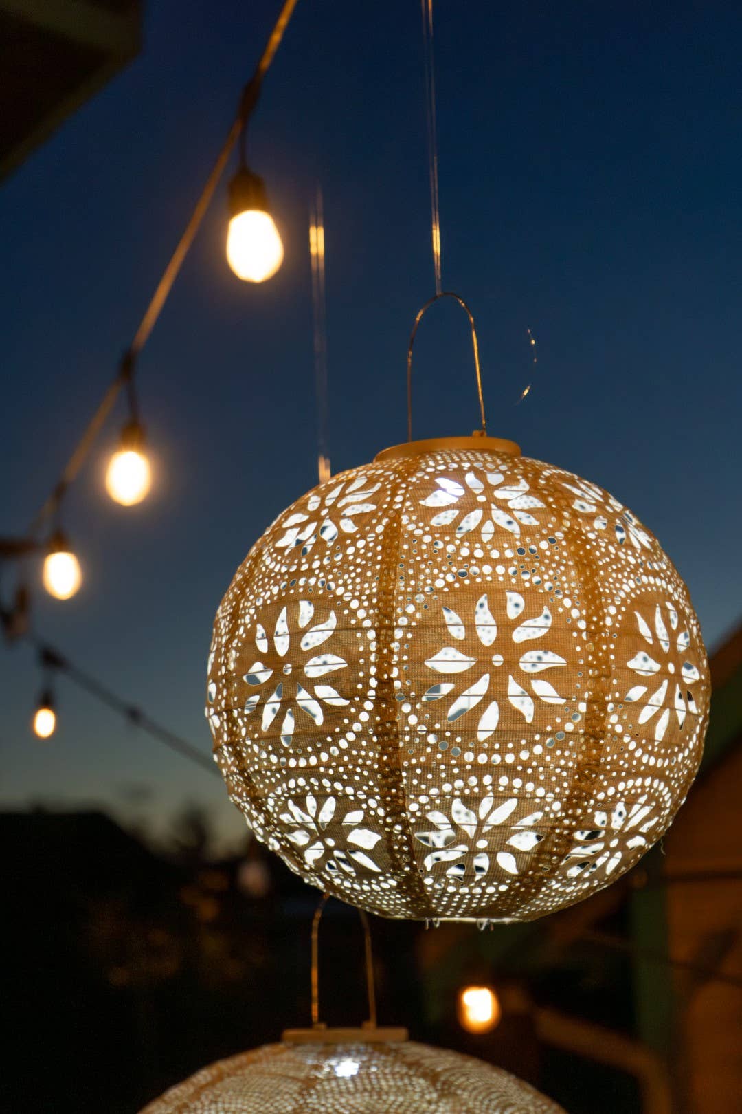 *NEW* Stella Luxe 12" Globe Boho Battery Lantern - Pearl