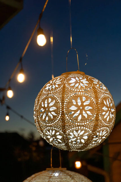 *NEW* Stella Luxe 12" Globe Boho Battery Lantern - Pearl