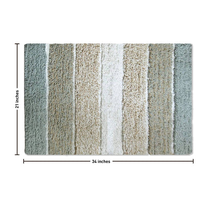 Cordural Stripe Bath Rug cotton 21''x34''-Grey-Beige