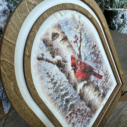 Birch Tree Cardinal | Canvas Artwork
