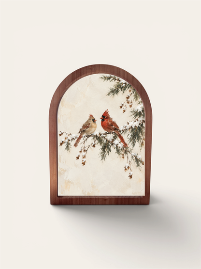 Two Cardinals on Snowy Branch, Arch | Christmas 2026