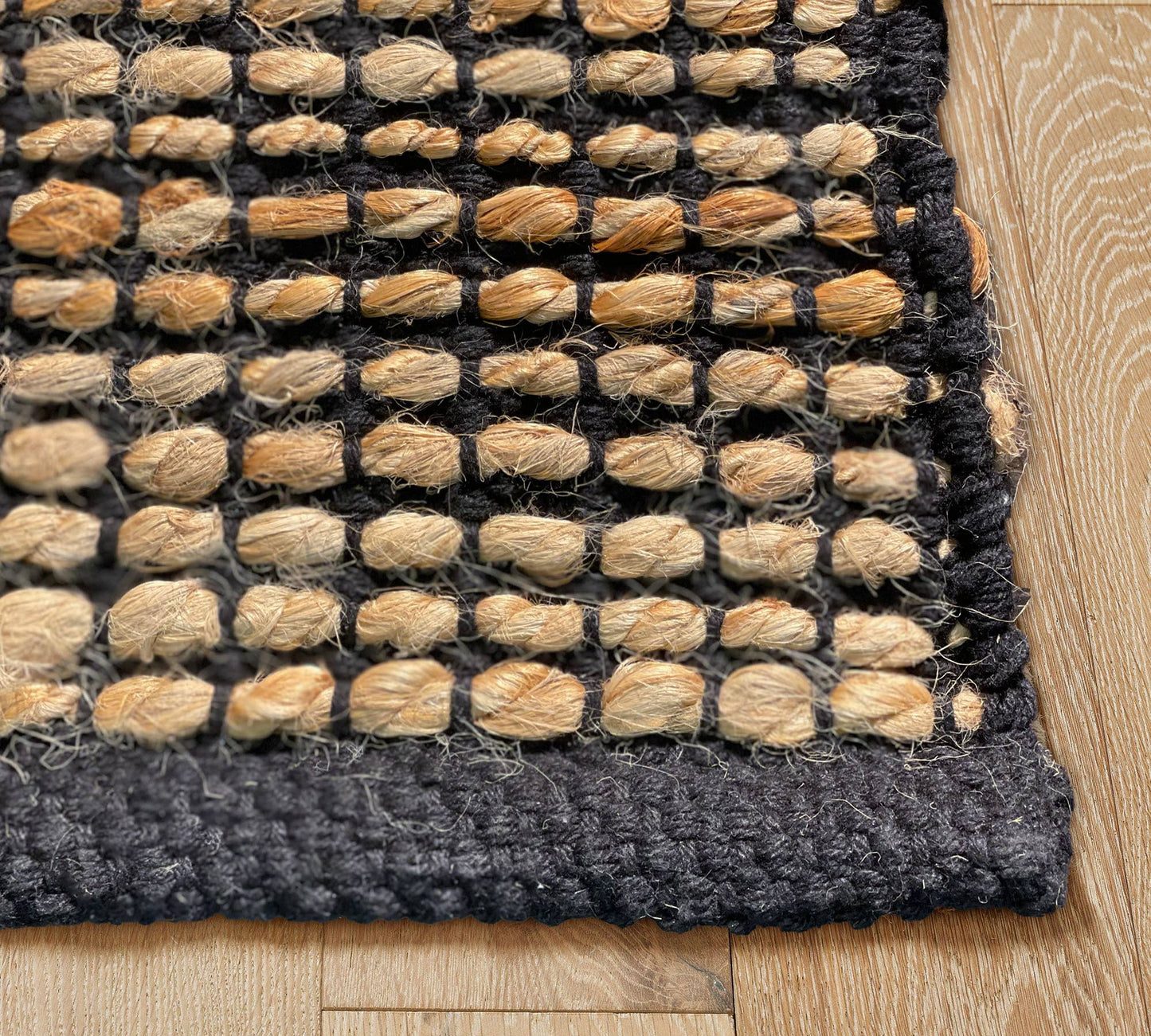 Monterey Jute/Cotton Runner Rug-Natural Jute/Black-2'x5'