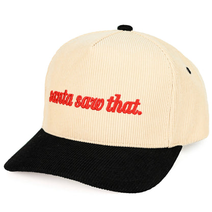 C.C SANTA SAW THAT Letter Corduroy Trucker Cap