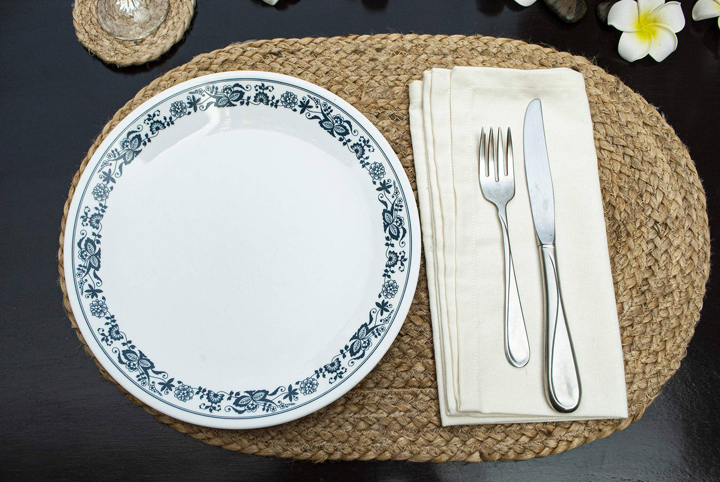 Natural Jute Hand Braided Oval Placemats, Set of 4, 13x19 In
