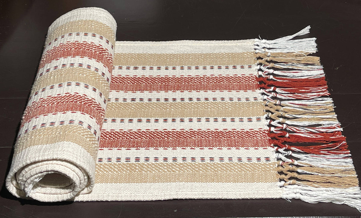 SANTA FE TABLE RUNNER, BEIGE-RUST, 14''x72''