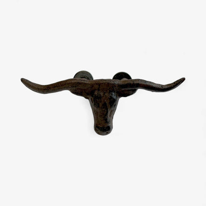 Longhorn Skull Drawer Pull, Cast Iron Western Cabinet Handle