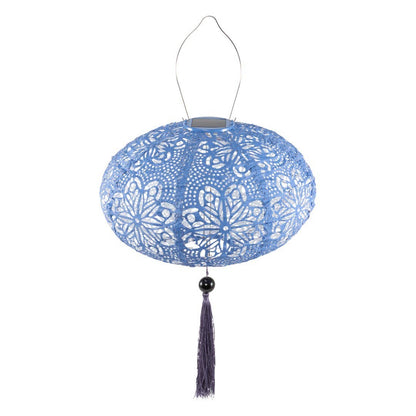 *NEW* Stella Tassel 25.5" Oval Solar Lantern - Sky Blue