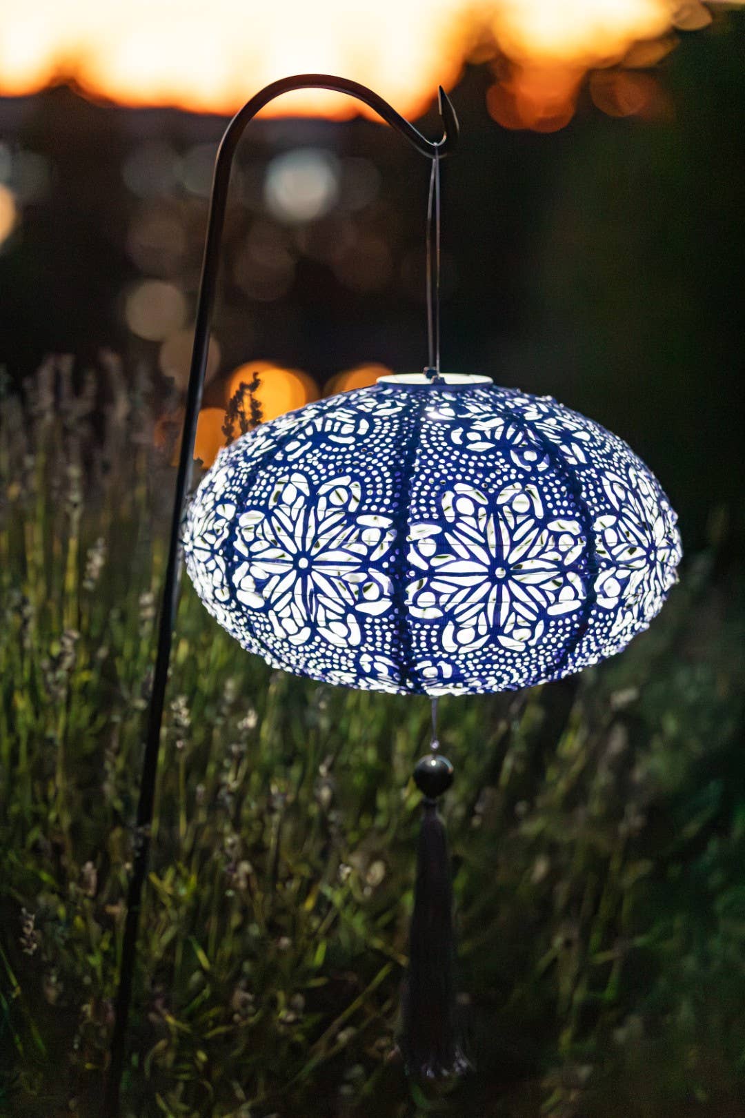 *NEW* Stella Tassel 25.5" Oval Solar Lantern - Sky Blue