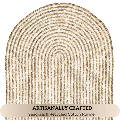 Seagrass Spiral Oval Tablerunner, 13''x48, Nat-Ivory