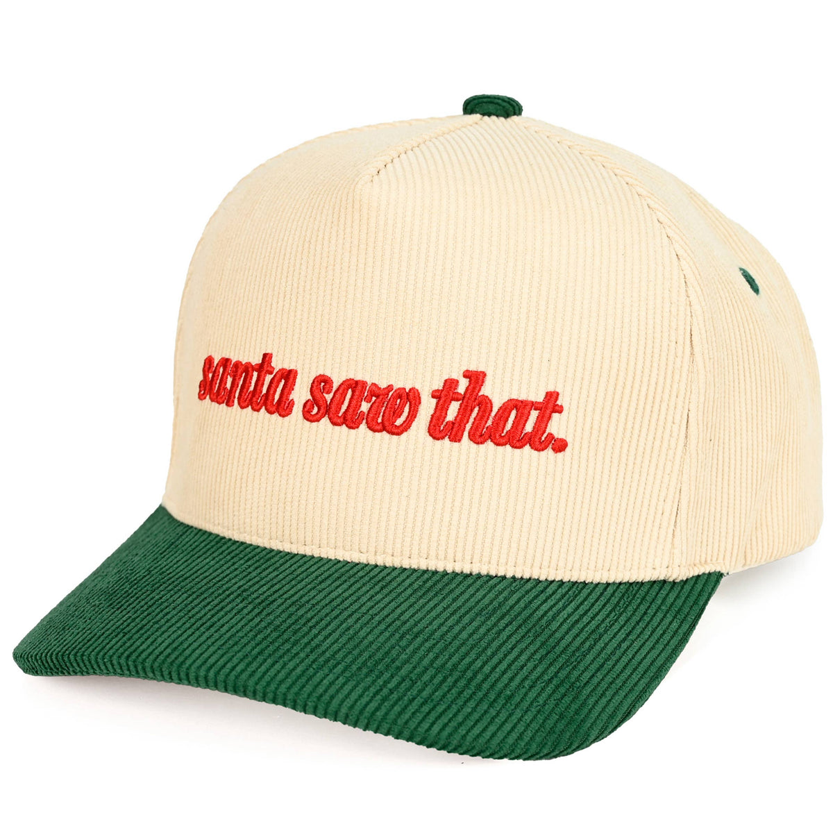 C.C SANTA SAW THAT Letter Corduroy Trucker Cap