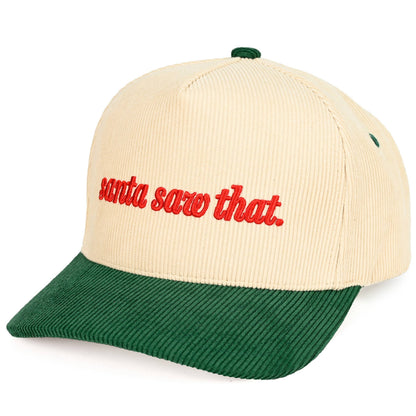 C.C SANTA SAW THAT Letter Corduroy Trucker Cap