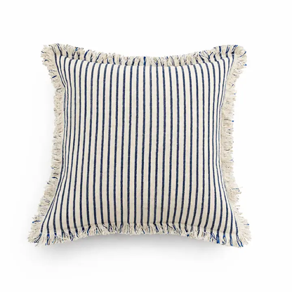 Coastal Striped Cotton Blend Throw Pillow